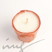 Aromatinė sojų vaško žvakė - "Meile degantis Laimas ir Mango" 