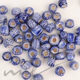 Rankų darbo keramikiniai karoliukai - tamsiai mėlyna, 5 mm skylute